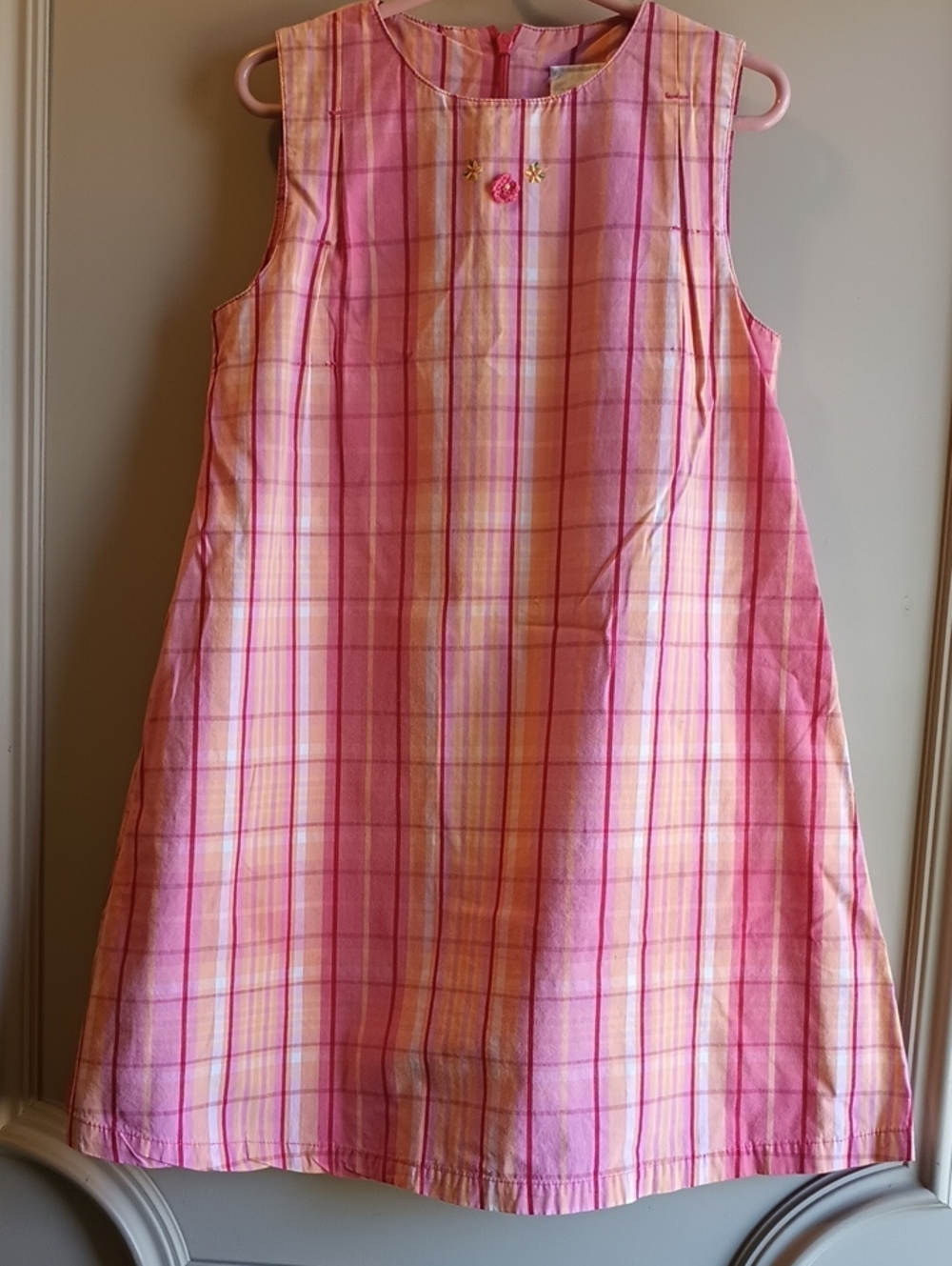 Pink Plaid Sleeveless Shift Dress Girls Size 6